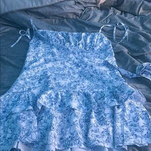 Floral Blue and White Dress